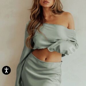 Miss Lola Sage Green Mini Skirt